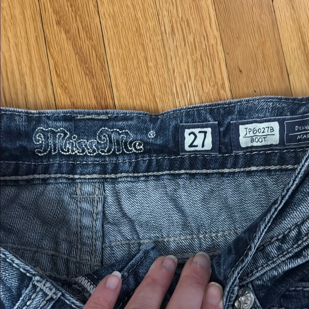 Miss Me Blue Boot Cut Jeans with Classic Flare, rhinestone detail - Picture 2 of 4
